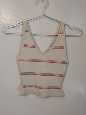 Aritzia Babaton Sculpt Knit Tank Top Coral Striped - 2XS